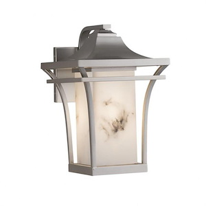 LumenAria Summit - 1 Light Large Outdoor Wall Sconce with Rectangle Faux Alabaster Shade
