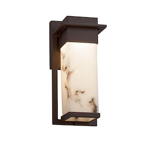 LumenAria Pacific - 12 Inch 14W LED Small Outdoor Wall Sconce with Faux Alabaster Shade