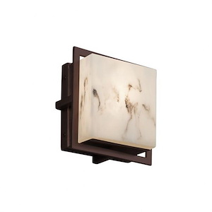 LumenAria Avalon - 6.5 Inch 14W LED Square ADA Outdoor Wall Sconce with Faux Alabaster Shade