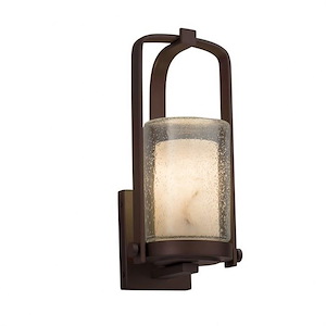 LumenAria Atlantic - 1 Light Small Outdoor Wall Sconce with Cylinder/Flat Rim Faux Alabaster Shade