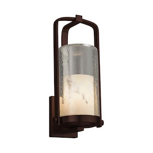 LumenAria Atlantic - 1 Light Large Outdoor Wall Sconce with Cylinder/Flat Rim Faux Alabaster Shade