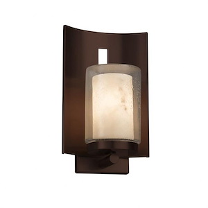 LumenAria Embark - 1 Light Outdoor Wall Sconce with Cylinder/Flat Rim Faux Alabaster Shade