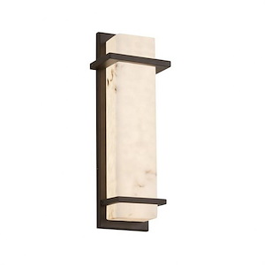 LumenAria Monolith - 14 Inch 14W 1 LED Outdoor Wall Sconce with Rectangle Faux Alabaster Shade
