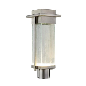 Fusion Pacific - 7 Inch 9W 1 LED Outdoor Post Mount with Rectangle Rain Glass Shade