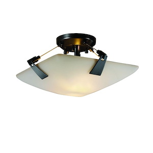Fusion Tapered Clips - 2 Light Semi-Flush Mount with Square Bowl Opal Glass Shade