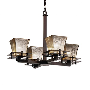 Fusion Metropolis - 4 Light Chandelier with Square Flared Mercury Glass Shade