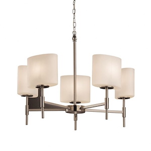 Fusion Union - 5 Light Chandelier with Oval Opal Glass Shade