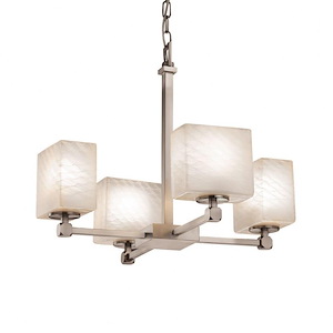 Fusion Tetra - 4 Light Chandelier with Rectangle Weave Glass Shade