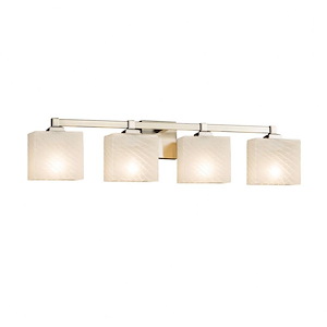 Fusion Regency - 4 Light Bath Bar with Rectangle Weave Glass Shade