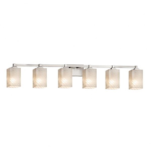 Fusion Regency - 6 Light Bath Bar with Square/Flat Rim Weave Glass Shade - 1034796