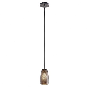 Fusion Small - 1 Light Pendant with Tall Tapered Cylinder Mercury Glass Shade