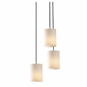 Fusion Mini - 3 Light Cluster Pendant with Cylinder/Flat Rim Opal Glass Shade