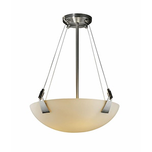 Fusion Tapered Clips - 3 Light Pendant with Round Bowl Opal Glass Shade