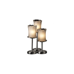Veneto Luce Dakota - 3 Light Table Lamp with Cylinder/Rippled Rim White Frosted Venetian Glass
