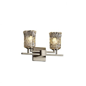 Veneto Luce Aero - 2 Light Bath Bar with Cylinder/Rippled Rim Clear Textured Venetian Glass - 1036316