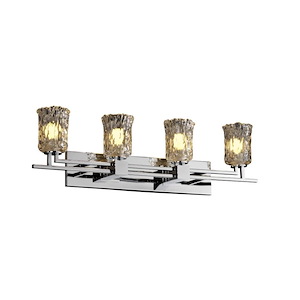 Veneto Luce Aero - 4 Light Bath Bar with Cylinder/Rippled Rim Clear Textured Venetian Glass - 1036336