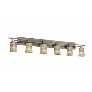 Veneto Luce Aero - 6 Light Bath Bar with Cylinder/Rippled Rim Clear Textured Venetian Glass - 1036356