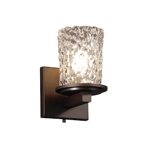 Veneto Luce Dakota - 1 Light Wall Sconce with Cylinder/Rippled Rim Clear Textured Venetian Glass - 1036437