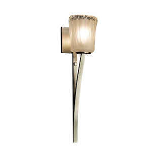 Veneto Luce Sabre - 1 Light Wall Sconce with Cylinder/Rippled Rim White Frosted Venetian Glass - 1036465