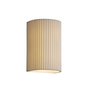 Porcelina - 12.5 Inch 13W 1 LED Large Cylinder Open Top and Bottom Outdoor Wall Sconce with Pleats Faux Porcelain Shade