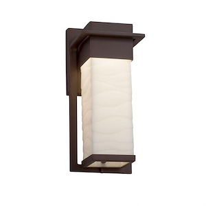 Porcelina Pacific - 12 Inch 14W LED Small Outdoor Wall Sconce with Waves Faux Porcelain Shade