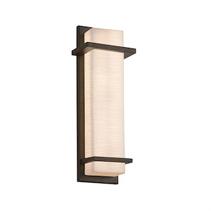 Porcelina Monolith - 14 Inch 14W 1 LED Outdoor Wall Sconce Rectangle with Waves Faux Porcelain Shade