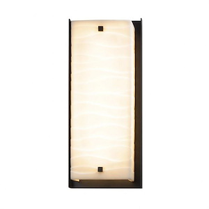 Porcelina Carmel - 24 Inch 15W 1 LED ADA Outdoor Wall Sconce Square with Waves Faux Porcelain Shade