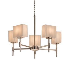 Porcelina Union - 5 Light Chandelier Rectangle with Waterfall Faux Porcelain Shade