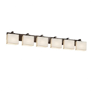 Porcelina Modular - 6 Light Bath Bar Rectangle with Waves Faux Porcelain Shade