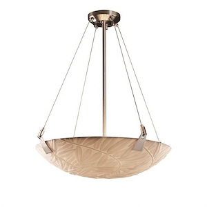 Porcelina Tapered Clips - 3 Light Pendant Round Bowl with Bamboo Faux Porcelain Shade