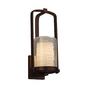 Limoges Atlantic - 1 Light Small Outdoor Wall Sconce with Waves Flat Rim Cylinder Shade