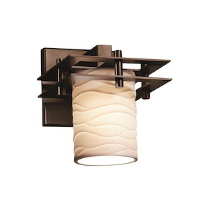 Limoges Metropolis - 1 Light 2 Flat Bars Wall Sconce with Waves Flat Rim Cylinder Shade