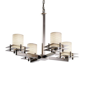 Limoges Metropolis - 4 Light Chandelier with Waves Flat Rim Cylinder Shade