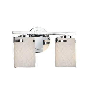 Limoges Atlas - 2 Light Bath Bar with Banana Leaf Flat Rim Cylinder Shade - 1035472