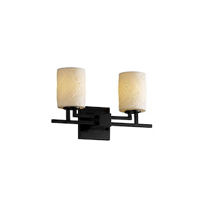 Limoges Aero - 2 Light Bath Bar with Banana Leaf Flat Rim Cylinder Shade - 1035516