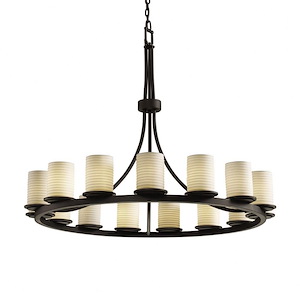 Limoges Dakota - 15 Light Ring Chandelier with Sawtooth Flat Rim Cylinder Shade - 1035523