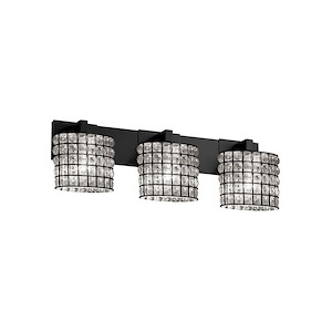 Wire Glass Modular - 3 Light Bath Bar with Oval Shape Grid with Clear Bubble Wire Glass Shades