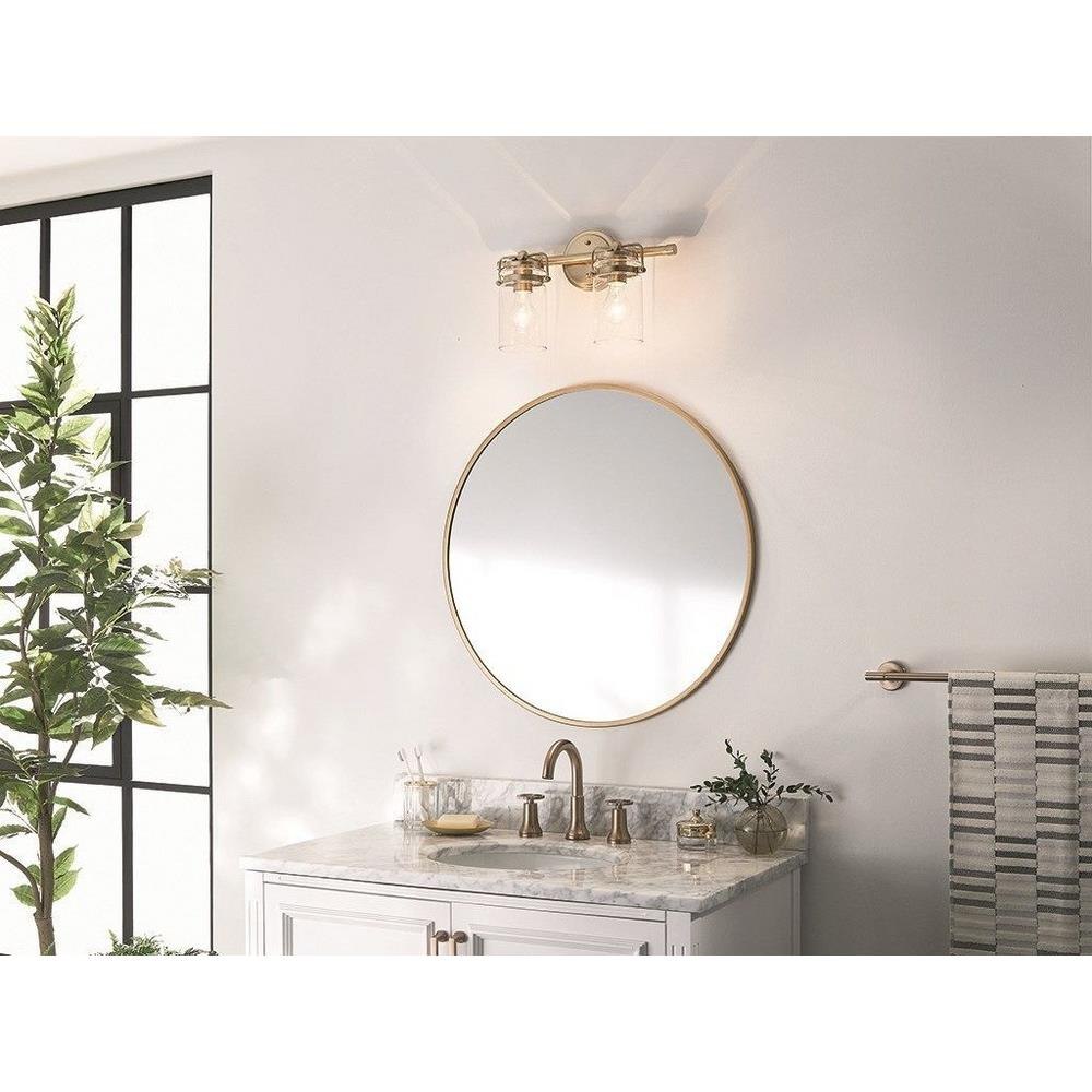 Kichler-Lighting---45688OZ---Brinley---2-Light-Bath -Vanity-Approved-for-Damp-Locations---with-Vintage-Industrial-inspirations---10-inches-tall-by-15.75-inches-wide