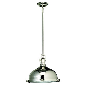 1 light Pendant - with Vintage Industrial inspirations - 12 inches tall by 13.25 inches wide