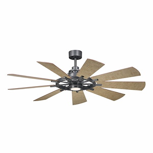 Gentry - 9 Blade Ceiling Fan with Light Kit In Vintage Style-16.75 Inches Tall and 60 Inches Wide