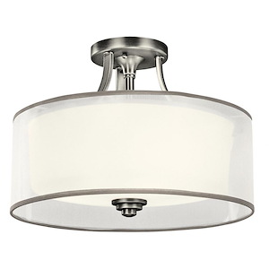 Lacey - 3 light Semi-Flush Mount - with Transitional inspirations - 10.75 inches tall by 15 inches wide