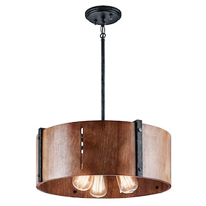Elbur - 3 Light Convertible Pendant - With Lodge/Country/Rustic Inspirations - 8.5 Inches Tall By 18.25 Inches Wide