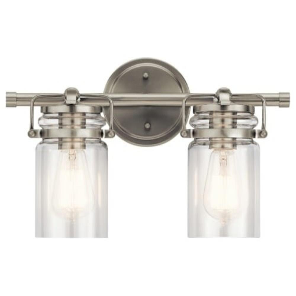 Kichler-Lighting---45688NI---Brinley---2-Light-Bath -Vanity-Approved-for-Damp-Locations---with-Vintage-Industrial-inspirations---10-inches-tall-by-15.75-inches-wide