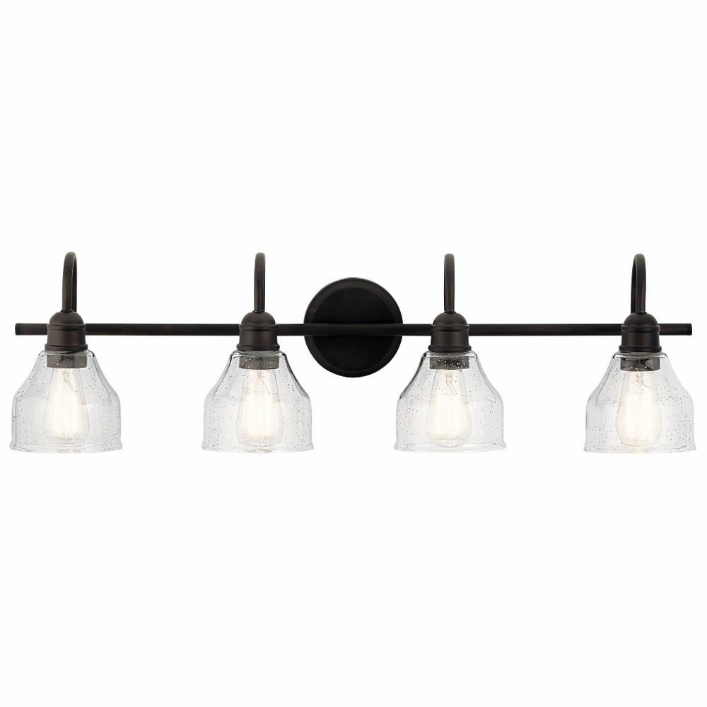 Kichler-Lighting---45974OZ---Avery---4-Light-Bath -Vanity-Approved-for-Damp-Locations---with-Vintage-Industrial-inspirations---9.25-inches-tall-by-33.25-inches-wide