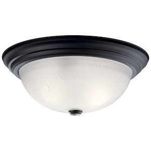 Wide 3-Light Flush Mount - with Utilitarian inspirations - 6 inches tall by 15.25 inches wide