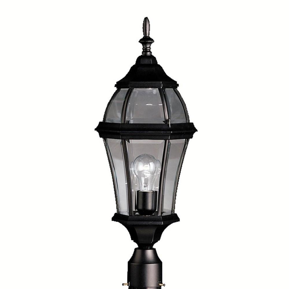 Wakefield 1-Light Black Classic Outdoor Lamp Post with Clear Beveled Glass Shade
