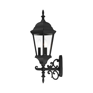 Park Avenue 1-Light Outdoor Wall Lantern, Black With Clear Beveled Glass Shade Prvw Vr~162012677