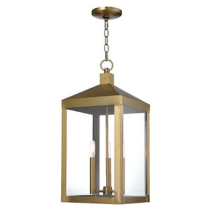 Nyack - 3 Light Outdoor Pendant Lantern in Mid Century Modern Style - 10.5 Inches wide by 24 Inches high - 729647
