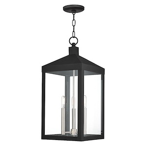 Nyack - 3 Light Outdoor Pendant Lantern in Mid Century Modern Style - 10.5 Inches wide by 24 Inches high - 729647