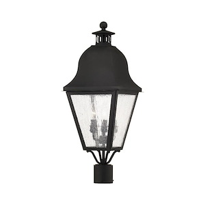 Amwell - 3 Light Outdoor Post Top Lantern in Farmhouse Style - 10.5 Inches wide by 27.5 Inches high